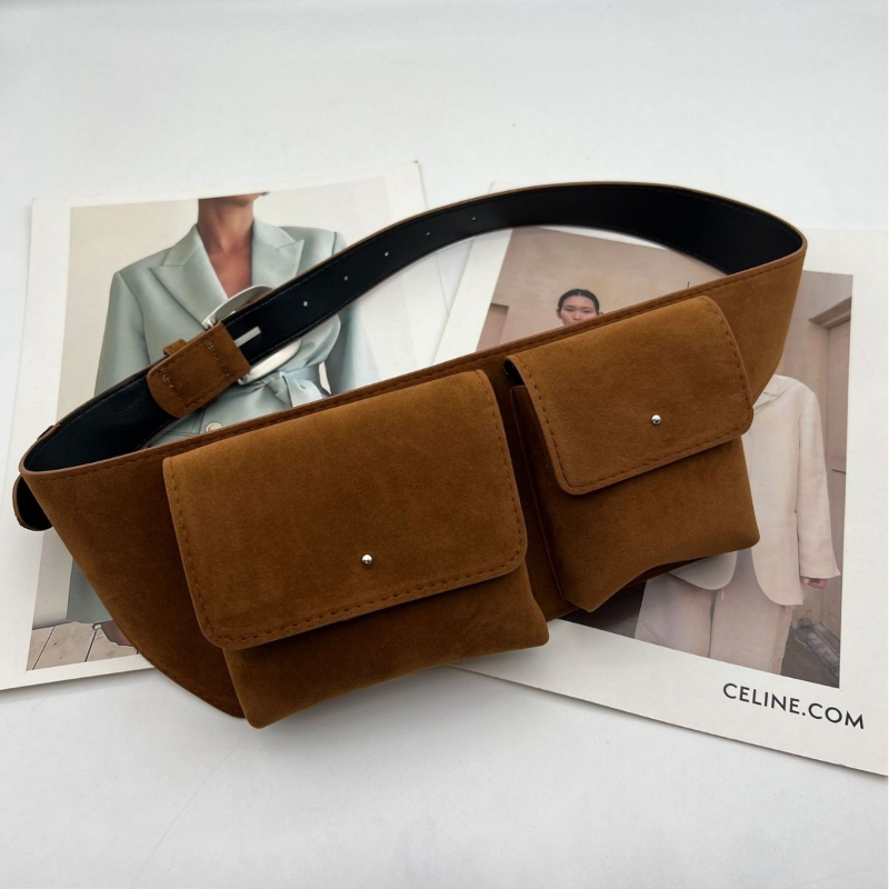 Belt Bag Leather Wide - Vintage Suede PU Leather Waist Packs