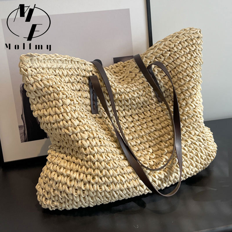 Luxury Bags Store - Straw Woven Tote Bags Casual Large