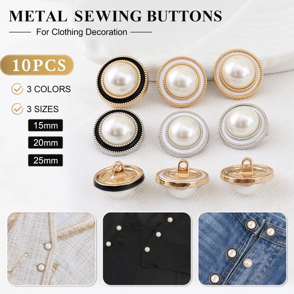 Luxury Bags Dry Clean - 10Pcs Luxury Pearl Metal Sewing Buttons