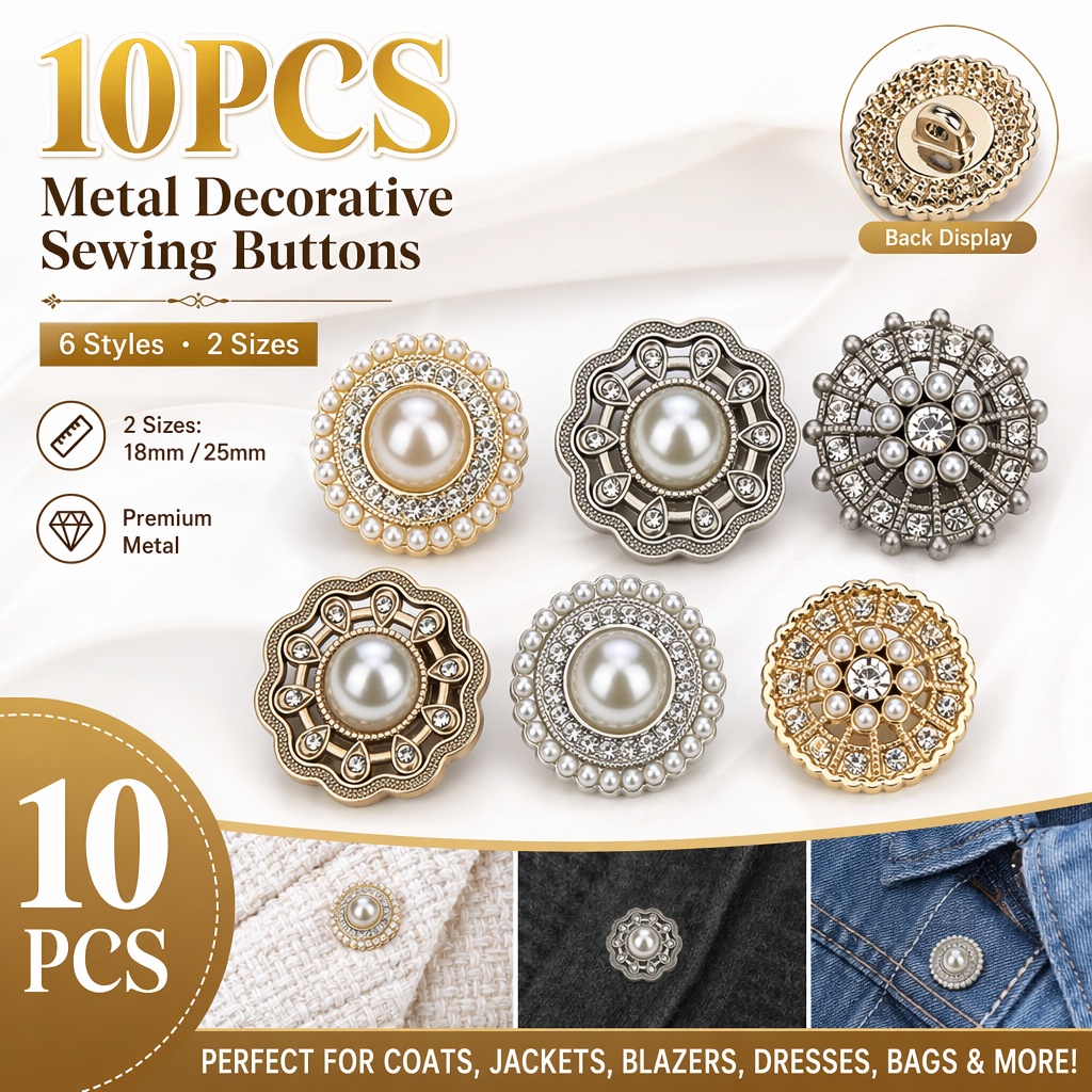 Luxury Bags Dry Clean - 10Pcs Luxury Pearl & Crystal Metal