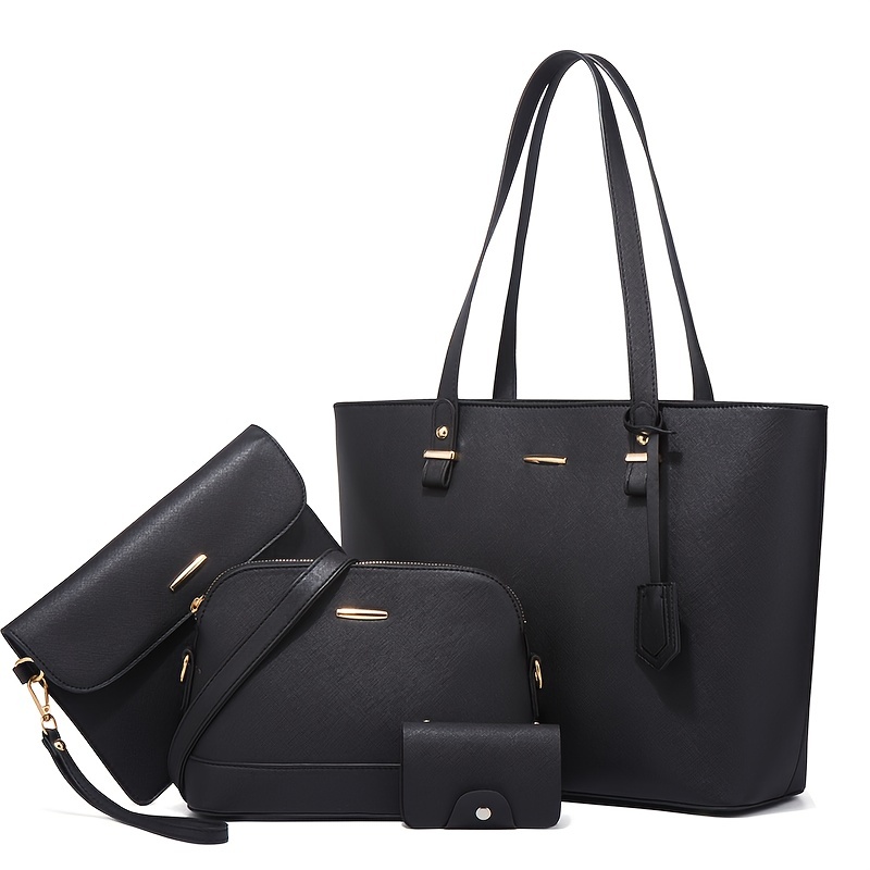 Shoulder Bag Slouchy - 4pcs Fashion Women's Bag Sets Solid